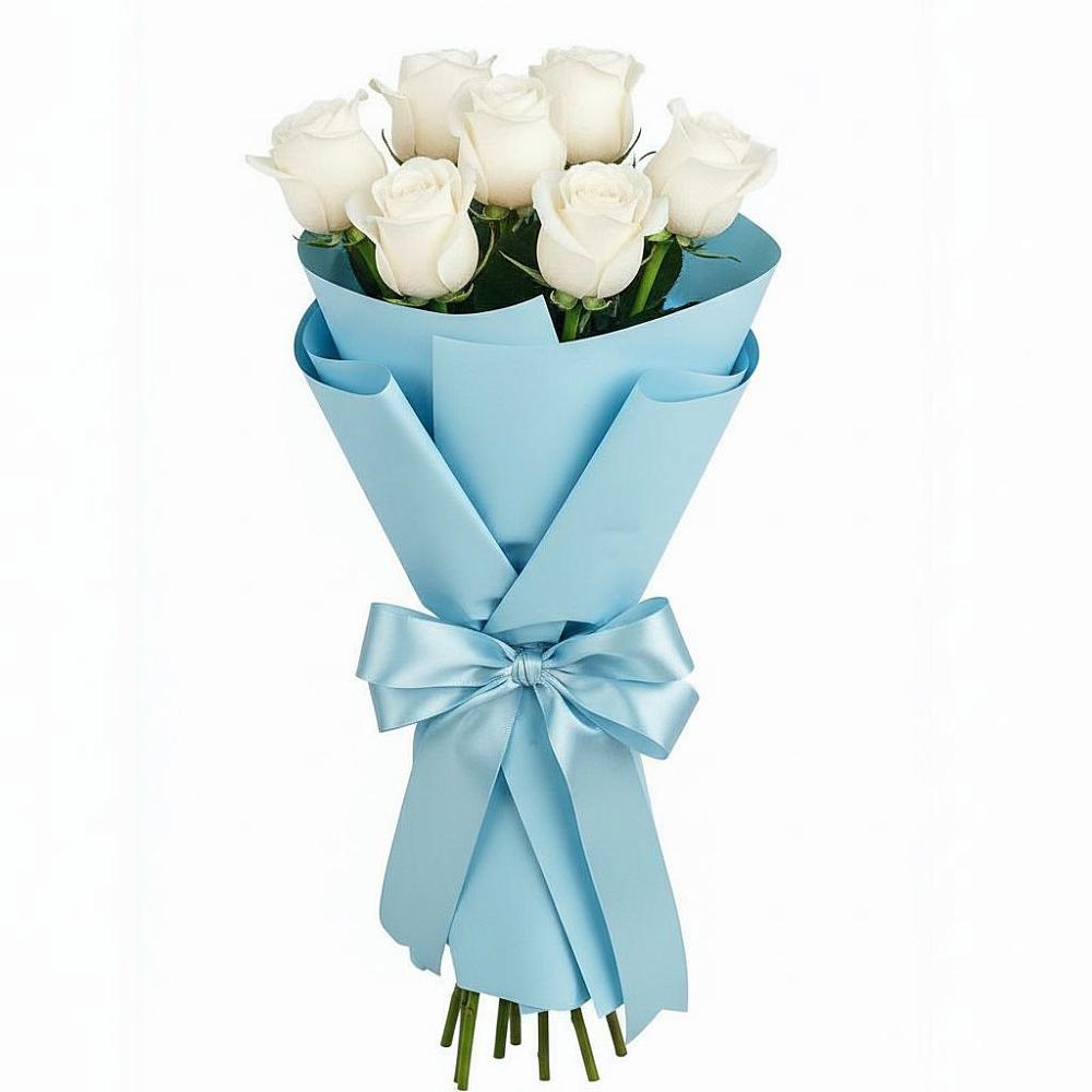 Букет 7 белых роз Проуд в Рассыльной