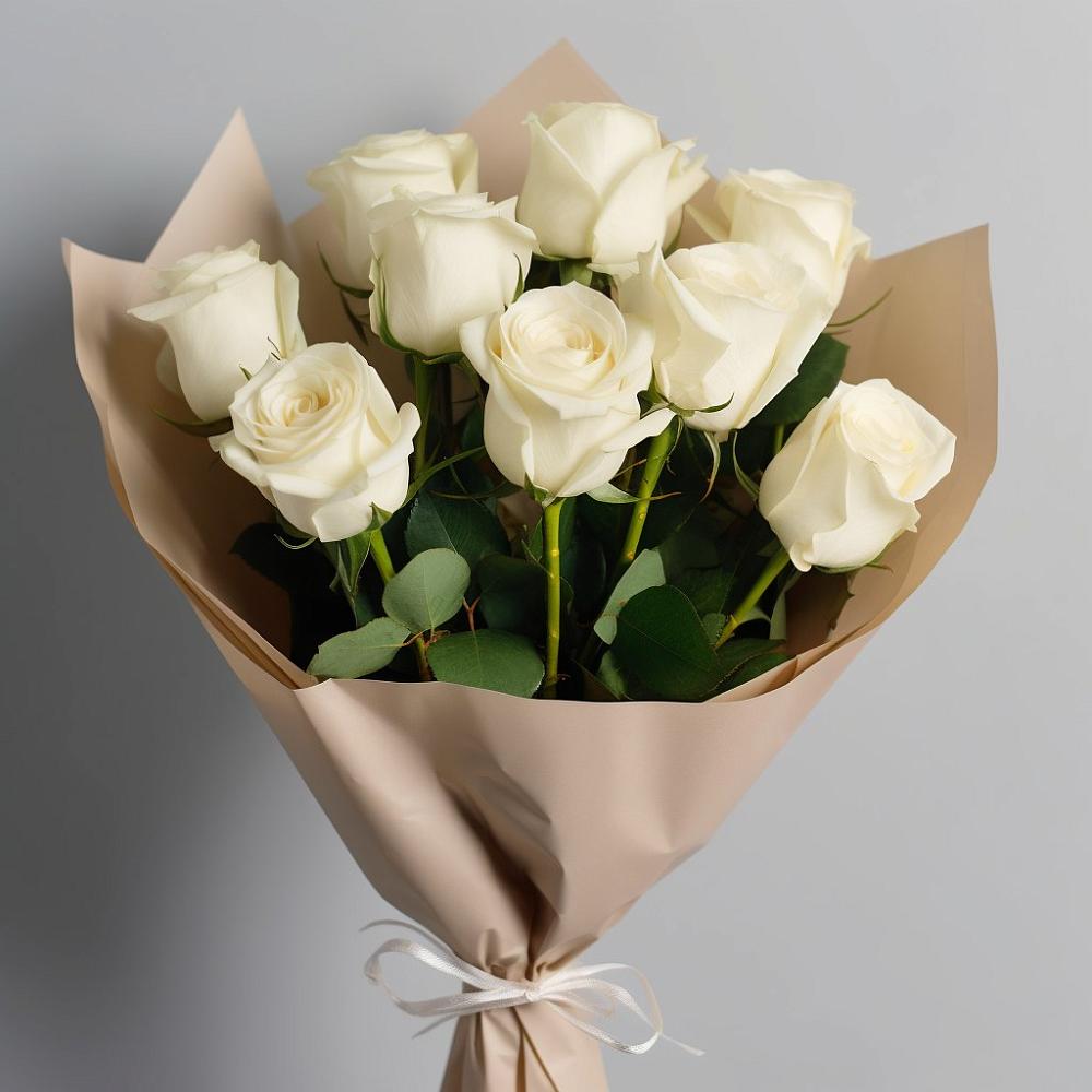 Букет 9 Белых роз Эдлесс Лав в Рассыльной