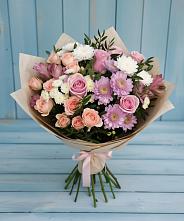 Букет цветов из:  Хризантемы, Розы и Альстромерии в Рассыльной