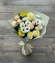 Букет цветов из:  Альстромерии, Розы и Хризантемы в Рассыльной